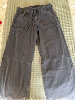 American Eagle Outfitters Wide Leg Drawstring Pants - Charcoal Gray
